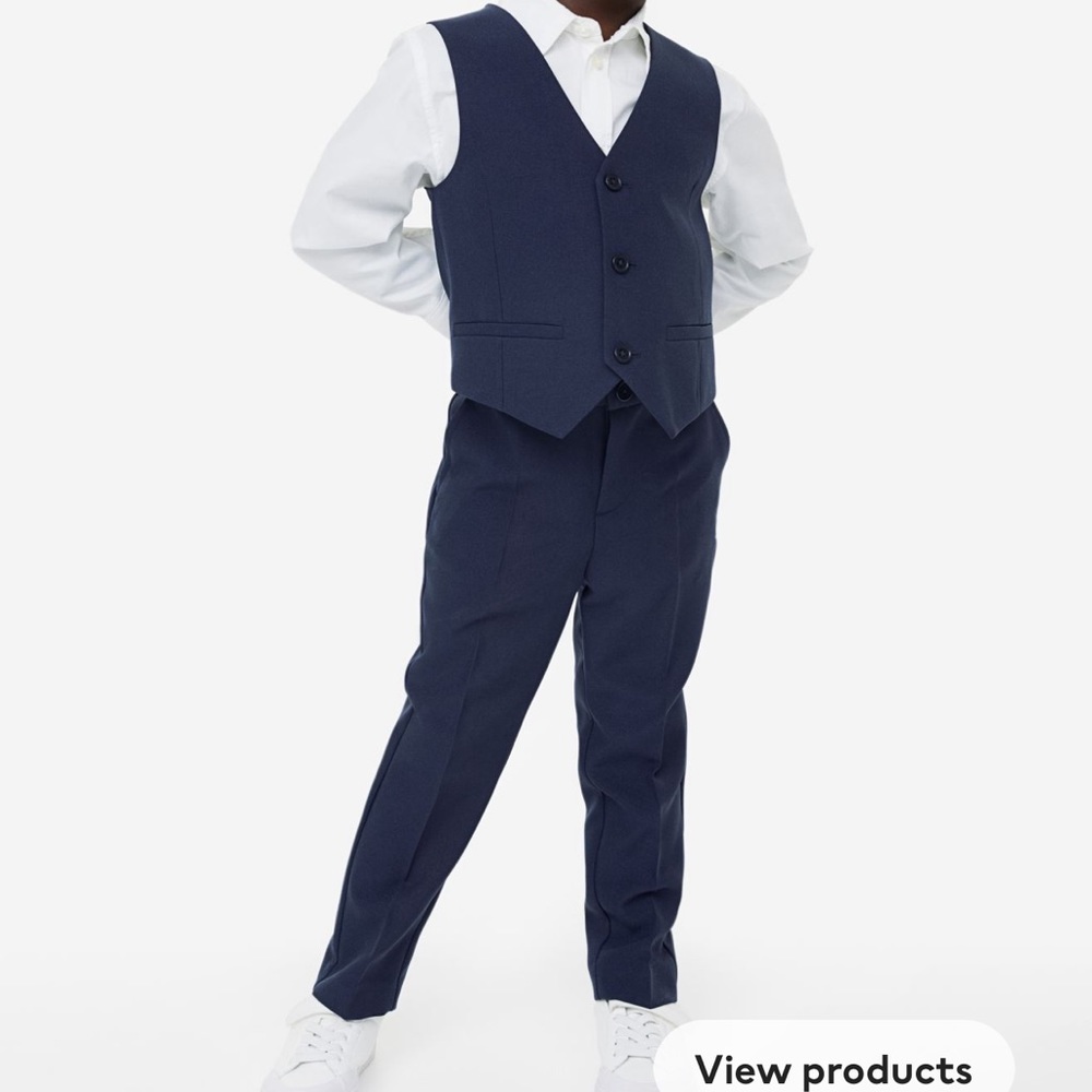 H&M blue suit pants and vest